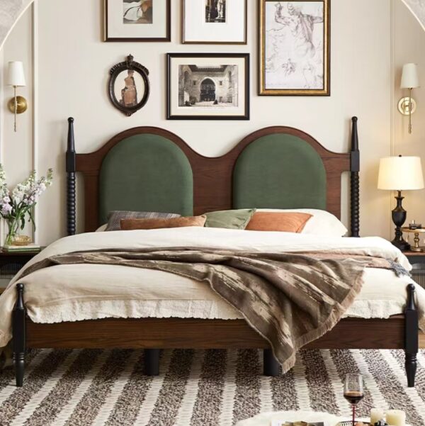 Gaoliang Bed American Retro Wooden OEM/ODM (MC46)
