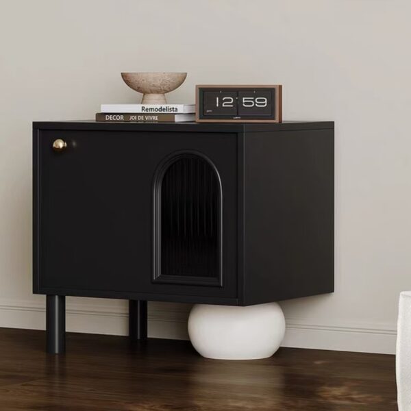 Gaoliang Nightstand Black Unique Bedside Table With Storage OEM/ODM (NT31)