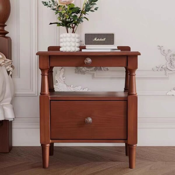 Gaoliang Nightstand Vintage Retro Wood With Storage OEM/ODM (NT60)