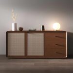 Gaoliang Wooden Rattan Storage Sideboard Buffet Cabinet OEM/ODM (GZ111)