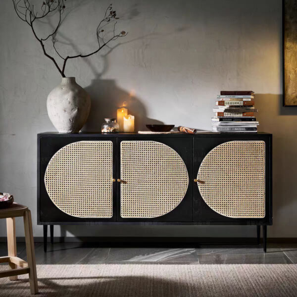 Gaoliang Sideboard Cabinet Rattan Wooden Storage OEM/ODM(GZ112)