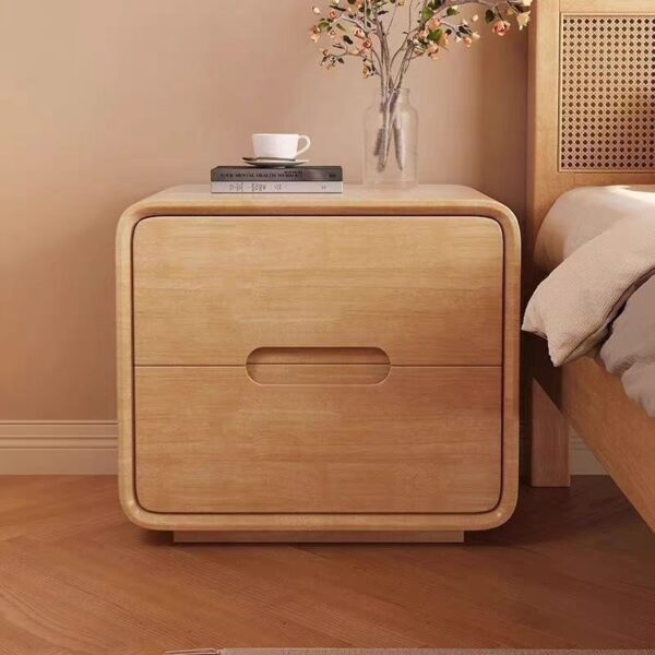 Gaoliang Oak Wood Nightstand and Bedside Table with 2 Drawers OEM/ODM (NT89)