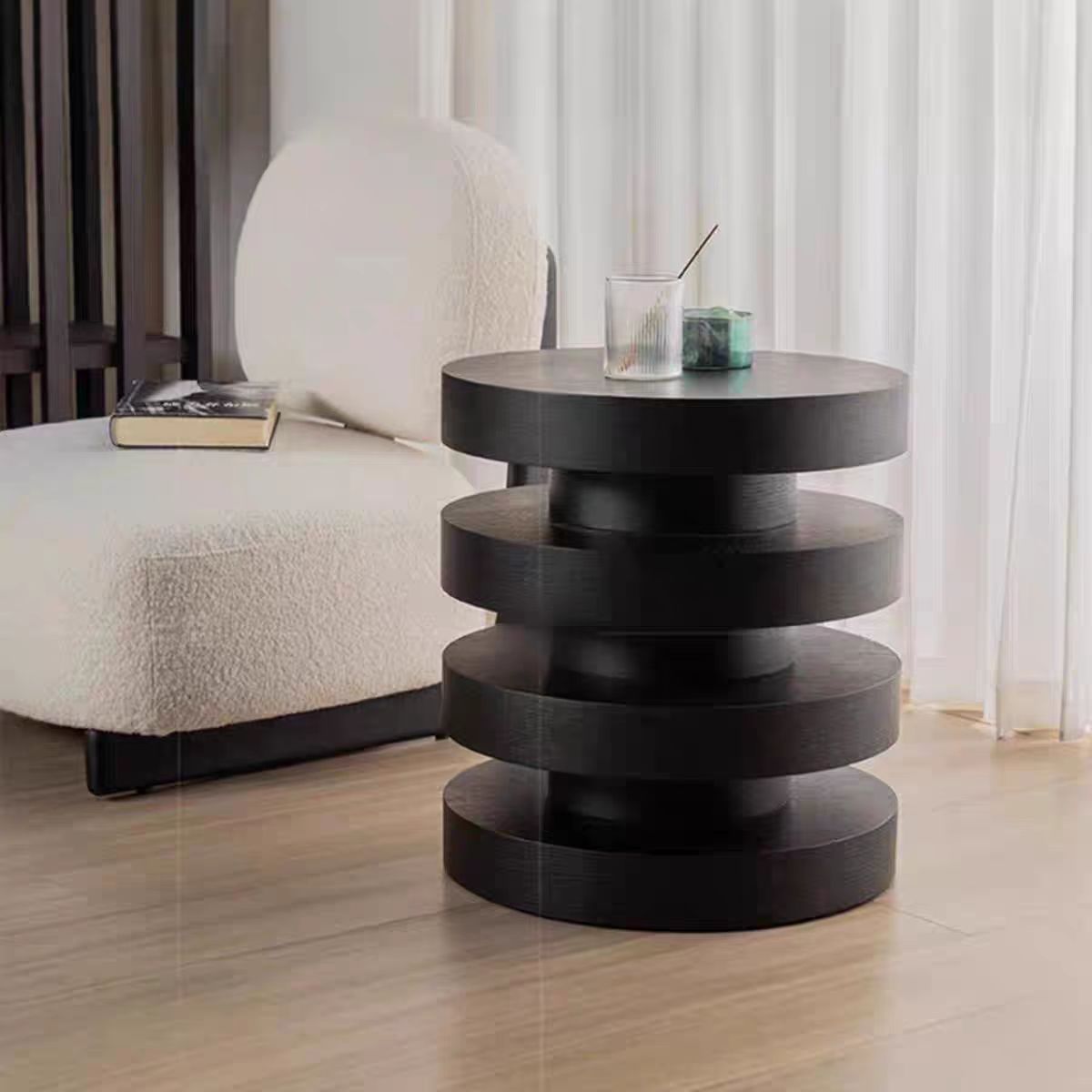 Gaoliang Nordic Creative Bed Side Table Round Wooden End Table OEM/ODM (BJ104)