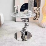 Gaoliang Luxury Modern Marble Side Table Round Stainless Steel Base OEM/ODM (BJ105)