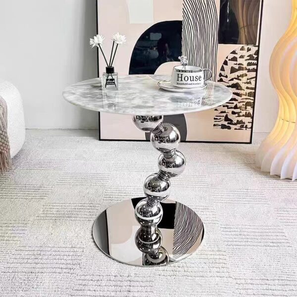 Gaoliang Luxury Modern Marble Side Table Round Stainless Steel Base OEM/ODM (BJ105)