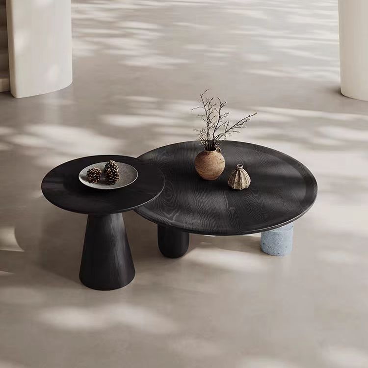 Gaoliang Coffee Table Wood Black Round Nordic Center Table COEM/ODM (KF02)
