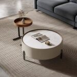 Gaoliang Coffee Table Italian Design Round Saddle Leather Coffee Table Set OEM/ODM (KF138)