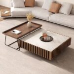 Gaoliang Coffee Table with Storage Marble Top Modern Nordic Center Tables OEM/ODM (KF210)