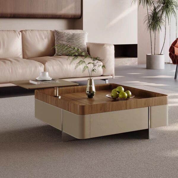 Gaoliang Coffee Table with Storage Walnut Wooden Multi-function Square Table OEM/ODM (KF212)