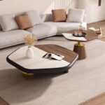 Gaoliang Coffee Table Set Modern Designer Luxury Irregular Wooden Stone Gold OEM/ODM (KF227)