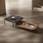 Gaoliang Coffee Table Modern Walnut Marble Stone Top Combination OEM/ODM (KF228)