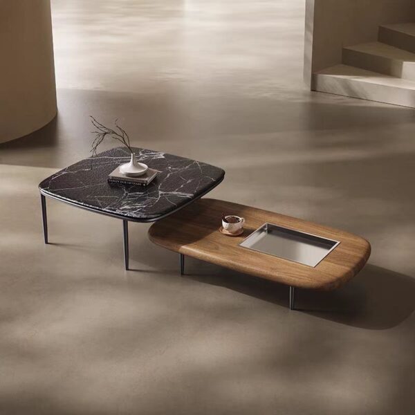 Gaoliang Coffee Table Modern Walnut Marble Stone Top Combination OEM/ODM (KF228)