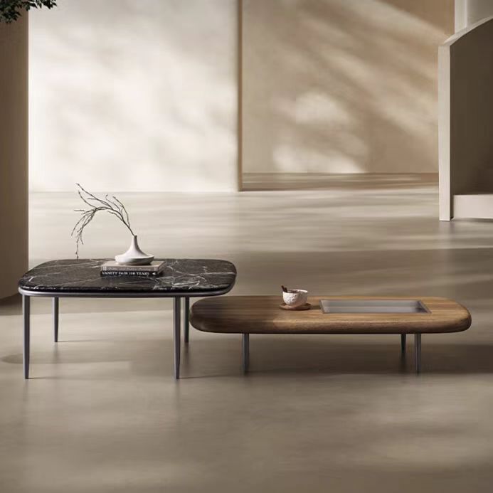 Gaoliang Coffee Table Modern Walnut Marble Stone Top Combination OEM/ODM (KF228)