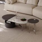 Gaoliang Coffee Table with Storage Modern Italian Marble Wooden Oval OEM/ODM (KF240)