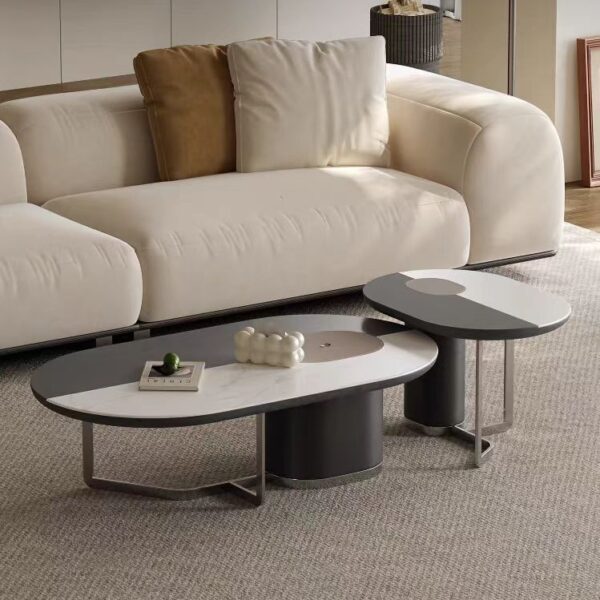 Gaoliang Coffee Table Nordic Modern Design Black and White Oval Shape OEM/ODM (KF314)