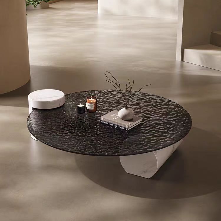 Gaoliang Coffee Table Contemporary Modern Round Glass High Grade Luxury OEM/ODM (KF323)