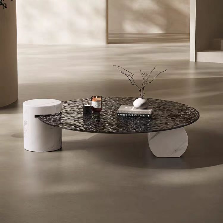 Gaoliang Coffee Table Contemporary Modern Round Glass High Grade Luxury OEM/ODM (KF323)