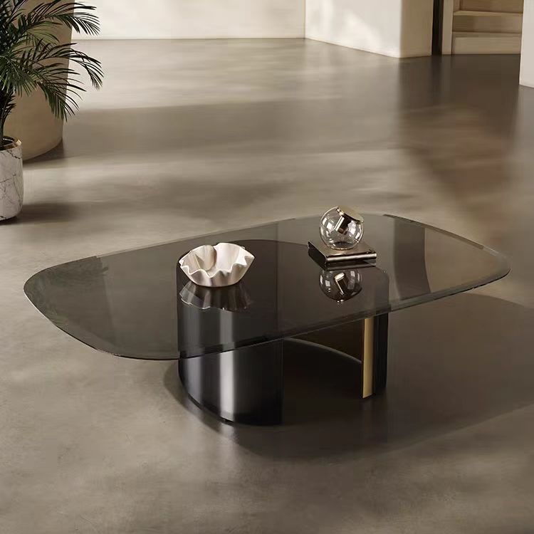 Gaoliang Coffee Table Nordic Rectangular Modern Glass Top Stainless Steel Base OEM/ODM (KF324)