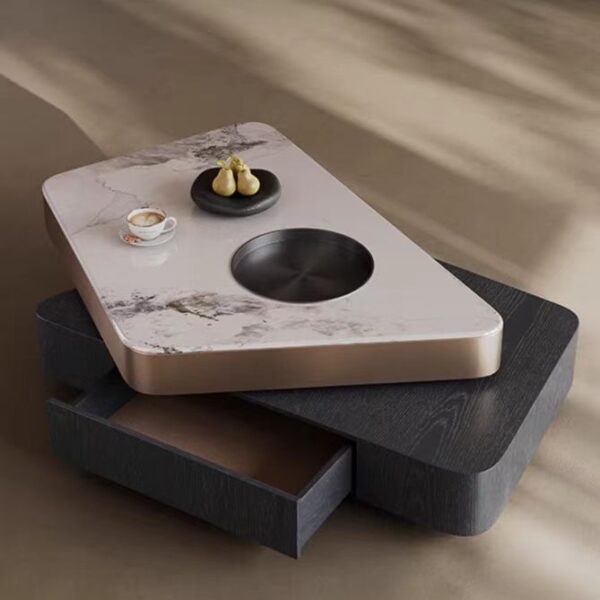 Gaoliang Coffee Table with Storage Modern Irregular Shaped Rotating Center Tables OEM/ODM (KF325)