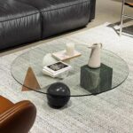 Gaoliang Coffee Table Modern Luxury Creative Marble Leg Tempered Glass Top OEM/ODM (KF332)