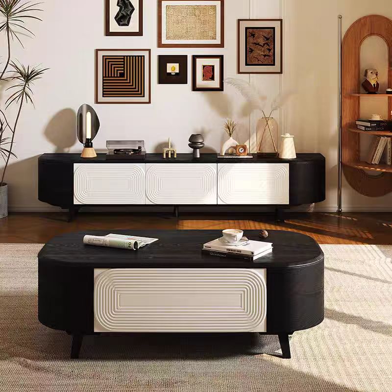 Gaoliang Tv Stand and Coffee Table Set Light Luxury Rectangle Wooden Storage OEM/ODM (KF334)