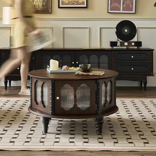Gaoliang Coffee Table Modern Italian Retro Round Wooden Center Tables OEM/ODM (KF34)