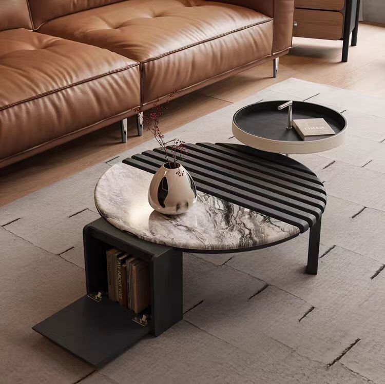 Gaoliang Coffee Table Modern Home Interior Round Center Tables with Storage OEM/ODM (KF43)