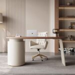 Gaoliang Desktop Office Desk and Chair Modern Computer Desk with Storage Wooden Top Leather OEM/ODM (SZ20)