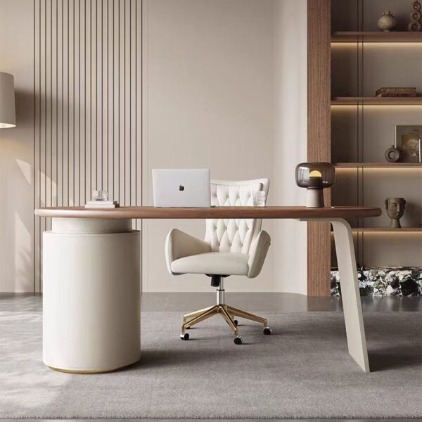 Gaoliang Desktop Office Desk and Chair Modern Computer Desk with Storage Wooden Top Leather OEM/ODM (SZ20)