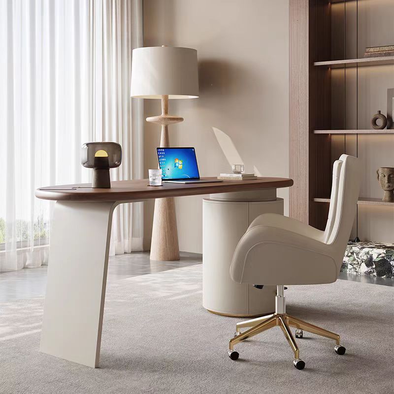 Gaoliang Desktop Office Desk and Chair Modern Computer Desk with Storage Wooden Top Leather OEM/ODM (SZ20)