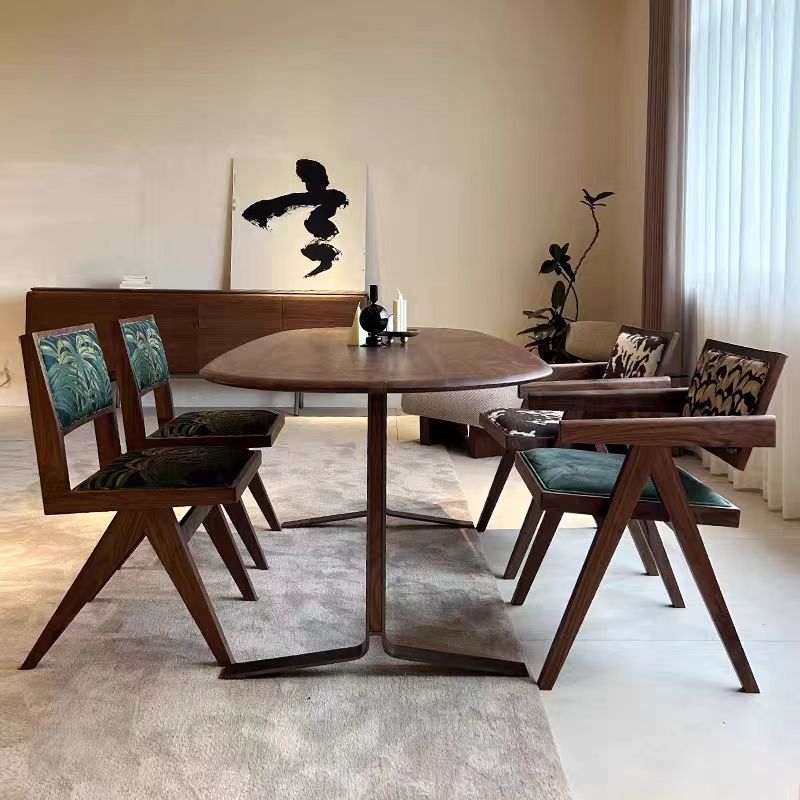 Gaoliang Dining Chair Retro Solid Wood Oil Painting Wabi-sabi Style OEM/ODM (YZ04)
