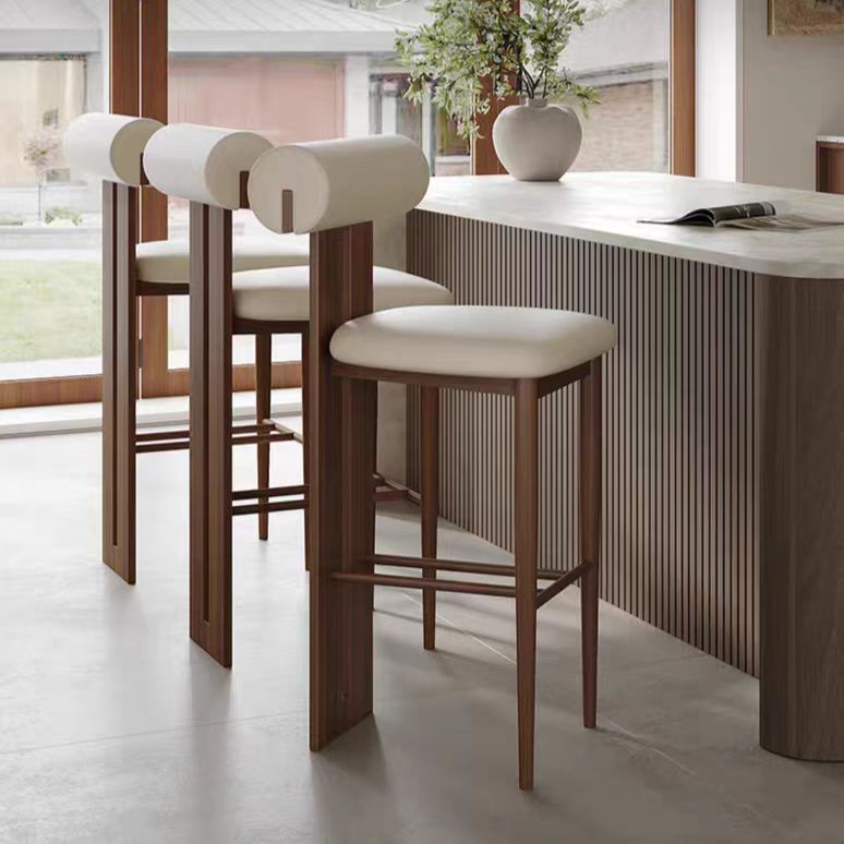 Gaoliang Bar Stool Nordic Luxury Modern Leather Wooden Walnut Industrial OEM/ODM (BY26)