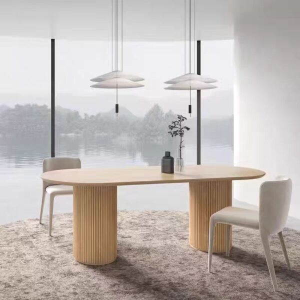 Gaoliang Dining Table Nordic Luxury Wooden Oak Oval Stone Top Contemporary Design OEM/ODM (CZ207)