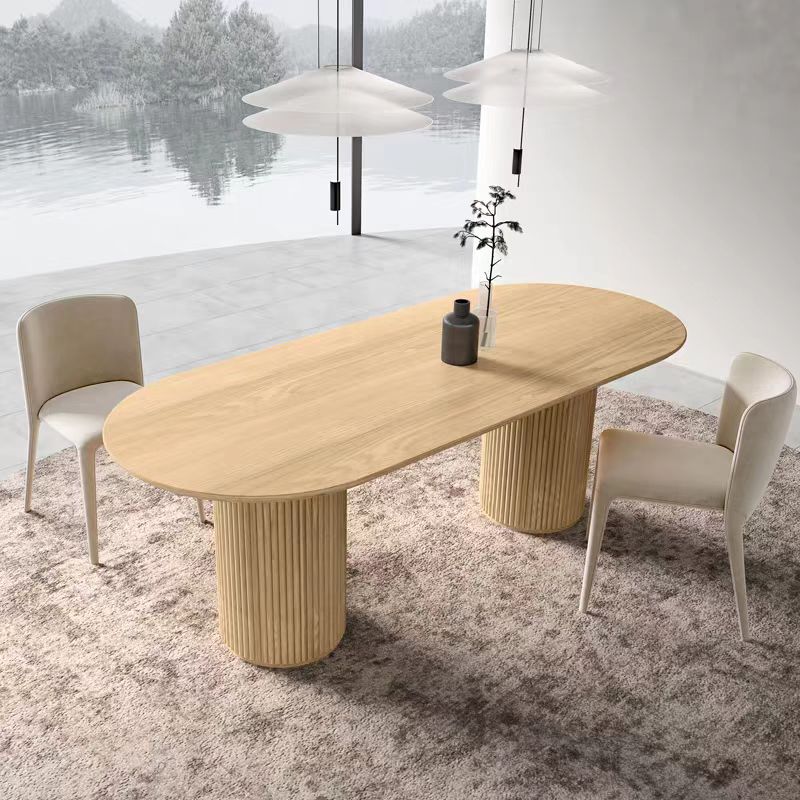 Gaoliang Dining Table Nordic Luxury Wooden Oak Oval Stone Top Contemporary Design OEM/ODM (CZ207)