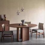 Gaoliang Dining Table Set 4 Chairs Modern Round Italian Oak Wooden OEM/ODM (CZ22)