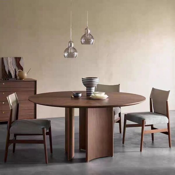 Gaoliang Dining Table Set 4 Chairs Modern Round Italian Oak Wooden OEM/ODM (CZ22)