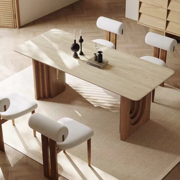 Gaoliang Dining Table Modern Custom Nordic Solid Wooden Leg Sintered Stone Top OEM/ODM (CZ27)