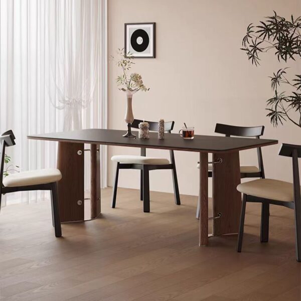 Gaoliang Dining Table Nordic Ceramic Stone Rectangle Solid Wood Leg OEM/ODM (CZ40)