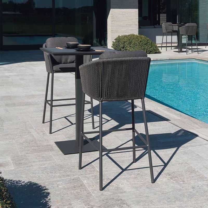 Gaoliang Outdoor Bar Stools Nordic Waterproof Aluminum With Rope OEM/ODM (HWBY01)