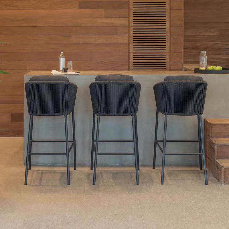 Gaoliang Outdoor Bar Stools Nordic Waterproof Aluminum With Rope OEM/ODM (HWBY01)