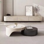 Gaoliang Coffee Table with Storage Stone Top Round Swivel Tv Stand and Coffee Table Set OEM/ODM (KF113)