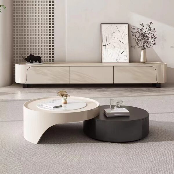 Gaoliang Coffee Table with Storage Stone Top Round Swivel Tv Stand and Coffee Table Set OEM/ODM (KF113)