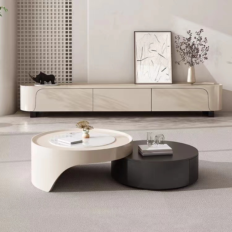 Gaoliang Coffee Table with Storage Stone Top Round Swivel Tv Stand and Coffee Table Set OEM/ODM (KF113)