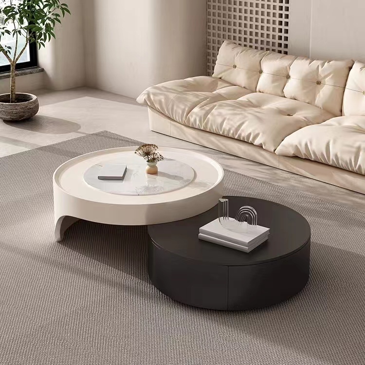 Gaoliang Coffee Table with Storage Stone Top Round Swivel Tv Stand and Coffee Table Set OEM/ODM (KF113)