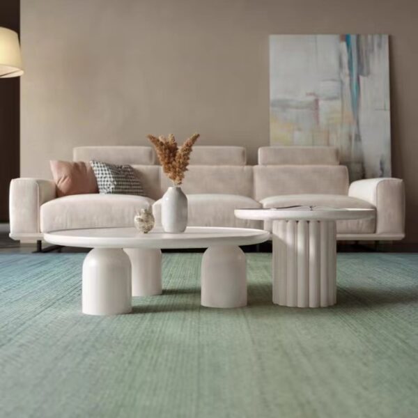 Gaoliang Coffee Table Wabi-sabi White Light Luxury Round Center Table Combination OEM/ODM (KF157)