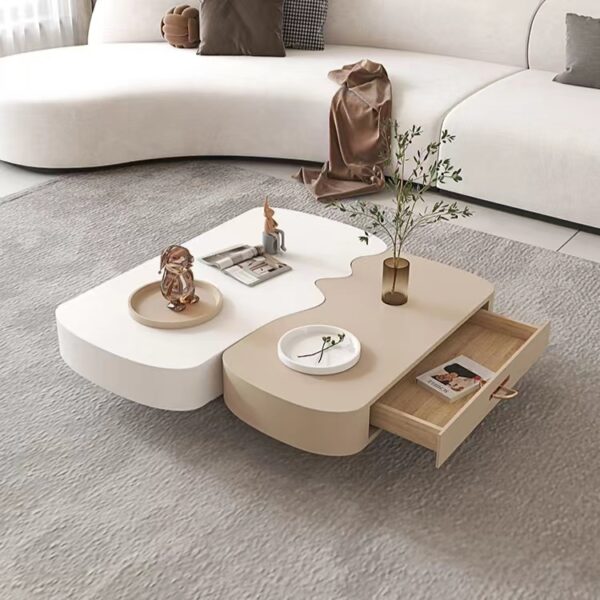 Gaoliang Coffee Table Nordic Irregular Shaped Cloud Art Designer Modern Cream Beige OEM/ODM (KF163)