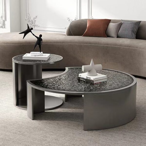 Gaoliang Coffee Table Light Luxury Glass Combination Nesting Stainless Steel OEM/ODM (KF164)