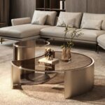 Gaoliang Coffee Table Modern Round High-grade Italian Tempered Glass OEM/ODM (KF164)