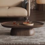 Gaoliang Coffee Table Nordic Oval Center Tables Vintage Walnut Wooden Coffee Table OEM/ODM (KF193)
