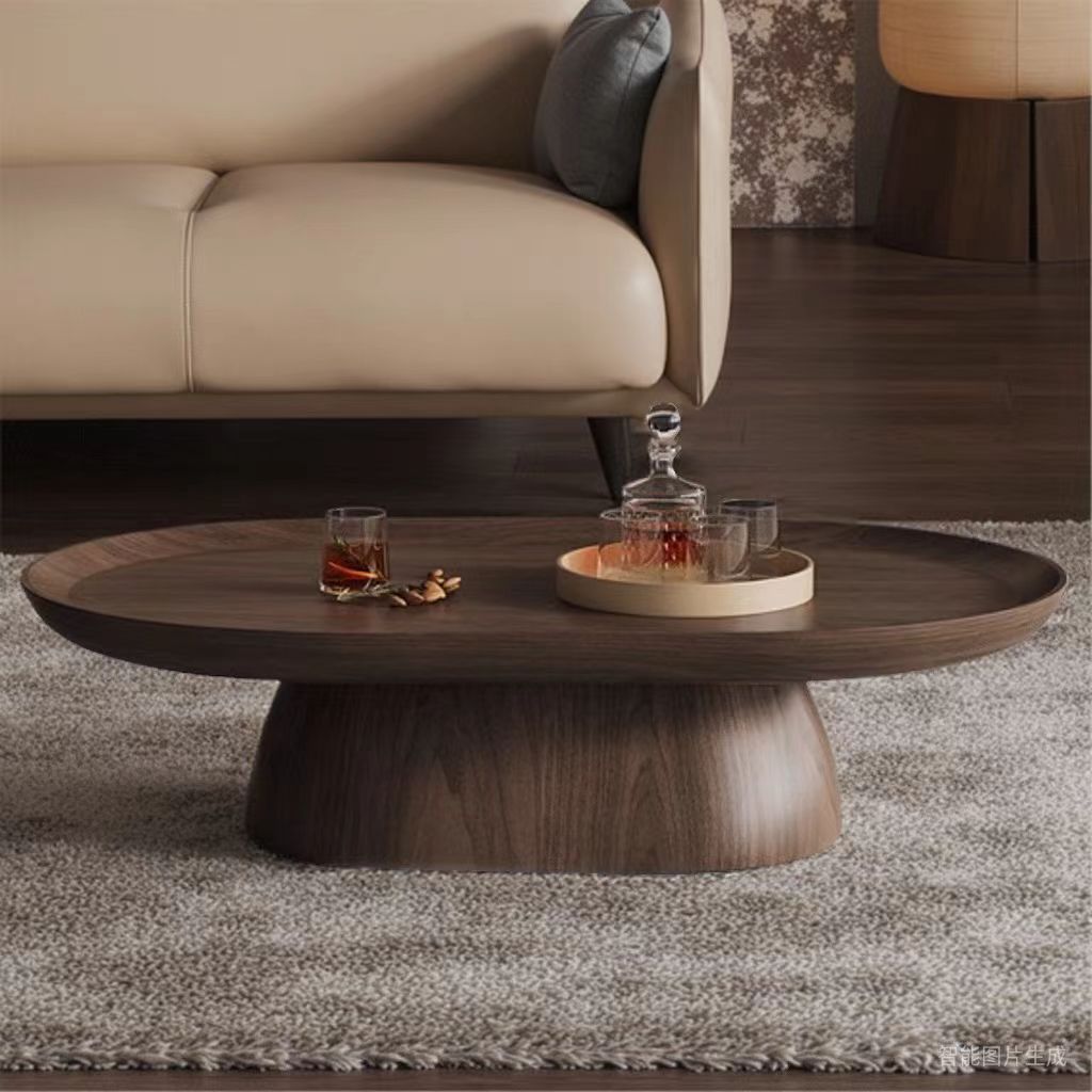 Gaoliang Coffee Table Nordic Oval Center Tables Vintage Walnut Wooden Coffee Table OEM/ODM (KF193)